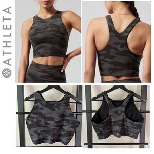 Athleta CONSCIOUS CROP TOP CAMO Camouflage Print Built In Support Sports Bra XL